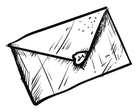 Envelope drawing, illustration, vector on white background.のイラスト素材