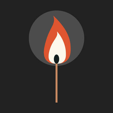 Match on fire, illustration, vector on white background.のイラスト素材