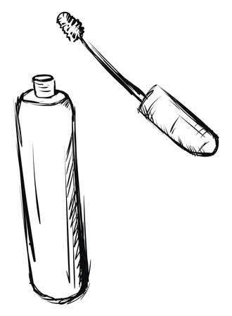 Mascara sketch, illustration, vector on white background.のイラスト素材