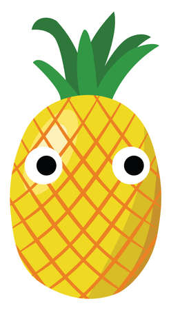 Pineapple, illustration, vector on white background.のイラスト素材