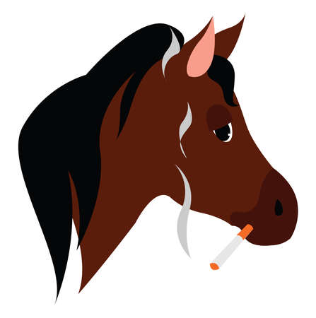 Smoking horse, illustration, vector on white background.のイラスト素材