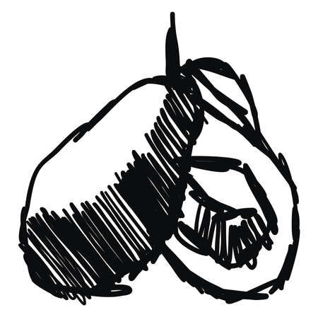 Avocado drawing, illustration, vector on white background.のイラスト素材