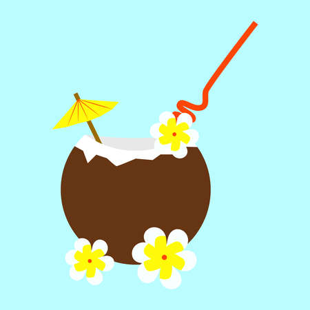 Coconut water drink, illustration, vector on white background.のイラスト素材