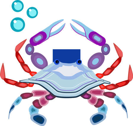 Crab underwater, illustration, vector on white background.のイラスト素材