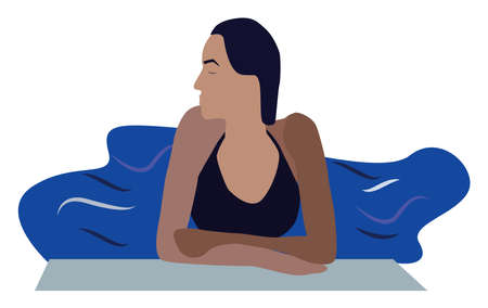 Girl at pool, illustration, vector on white background.のイラスト素材