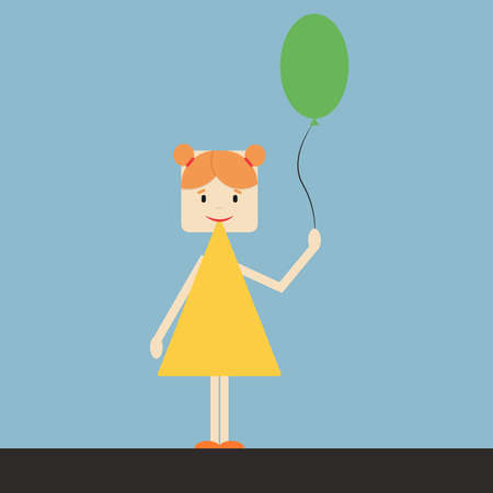 Kid with balloon, illustration, vector on white background.のイラスト素材