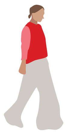 Girl with trousers, illustration, vector on white background.のイラスト素材