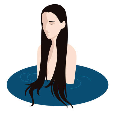 Woman in water, illustration, vector on white background.のイラスト素材