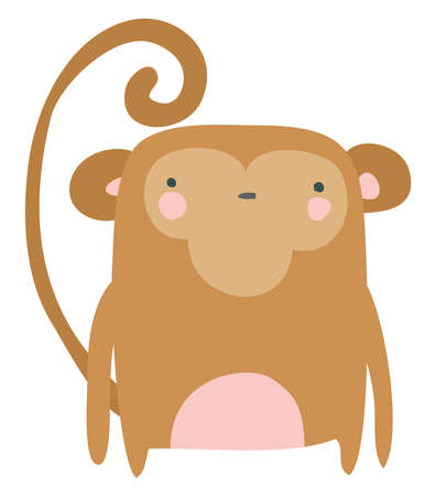 Small monkey, illustration, vector on white background.のイラスト素材