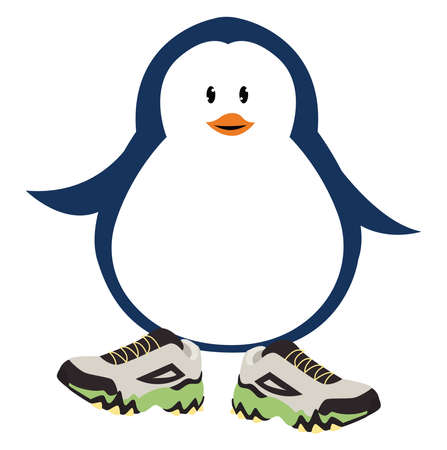 Penguin in boots, illustration, vector on white background.のイラスト素材
