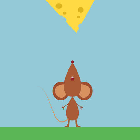 Mouse with cheese, illustrationのイラスト素材