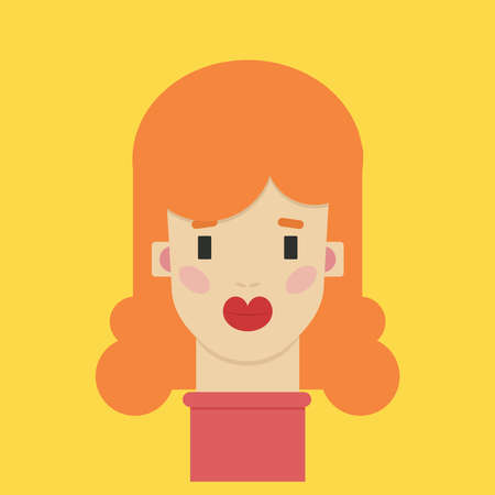 Woman with orange hair, illustration, vector on white background.