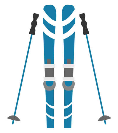 Skiing, illustration, vector on white background.のイラスト素材