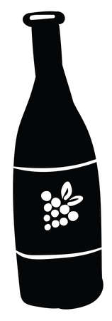 Wine bottle drawing, illustration, vector on white background.のイラスト素材