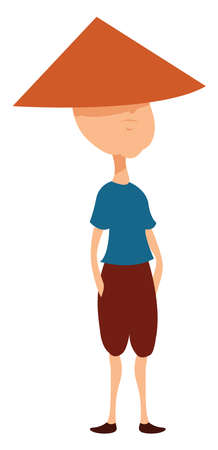 Vietnamese hat, illustration, vector on white background.のイラスト素材