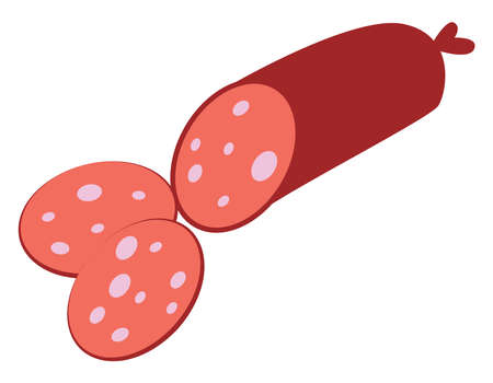 Smoked sausage, illustration, vector on white background.のイラスト素材