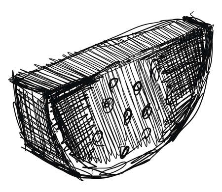 Watermelon drawing, illustration, vector on white background.のイラスト素材