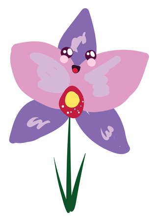 Orchid cute, illustration, vector on white background.のイラスト素材