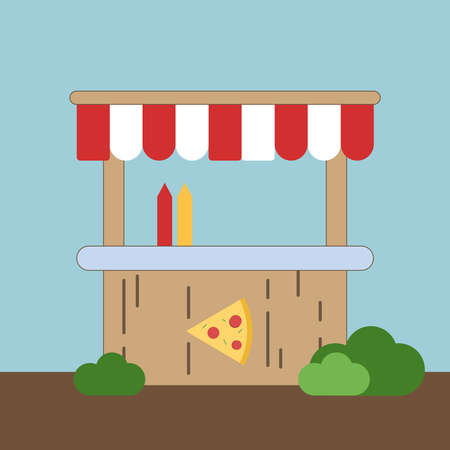Little shop, illustration, vector on white background.のイラスト素材