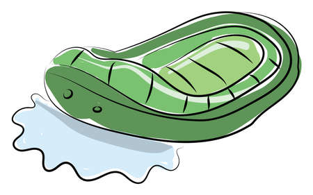 Green boat, illustration, vector on white background.のイラスト素材