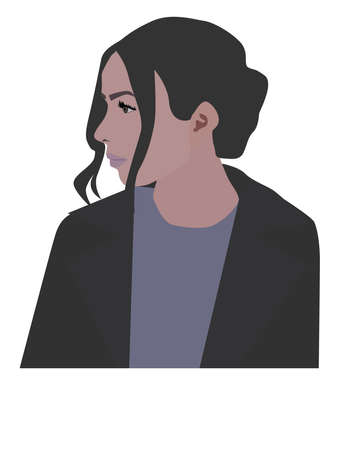 Girls profile, illustration, vector on white background.
