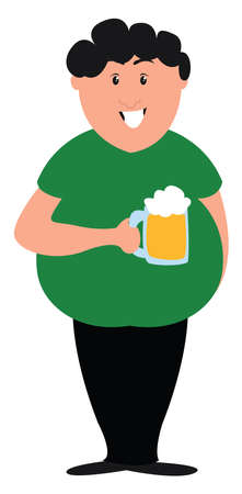 Boy with beer, illustration, vector on white background.のイラスト素材