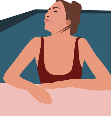 Girl in swimming pool, illustration, vector on white background.のイラスト素材