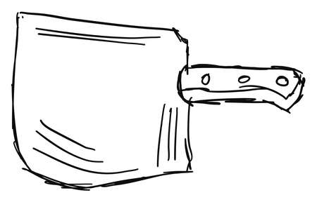 Big knife drawing, illustration, vector on white background.のイラスト素材