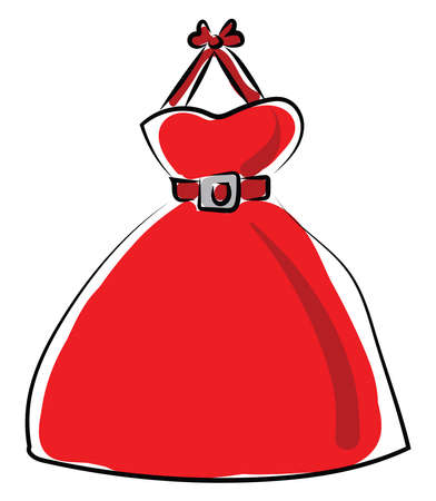 Red dresses, illustration, vector on white background.のイラスト素材