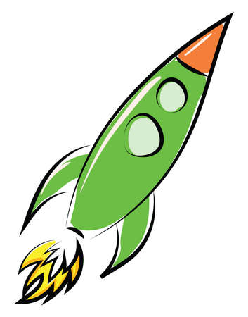 Green rocket, illustration, vector on white background.のイラスト素材