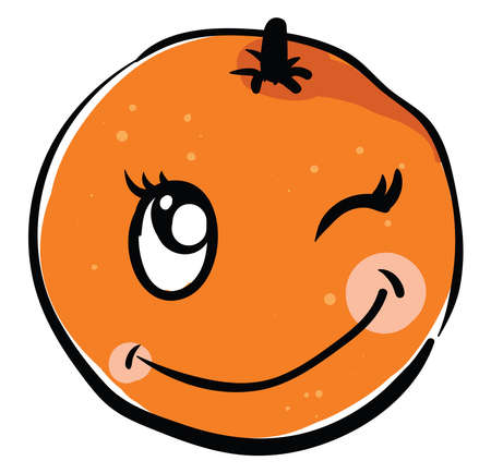 Orange winking, illustration, vector on white background.のイラスト素材