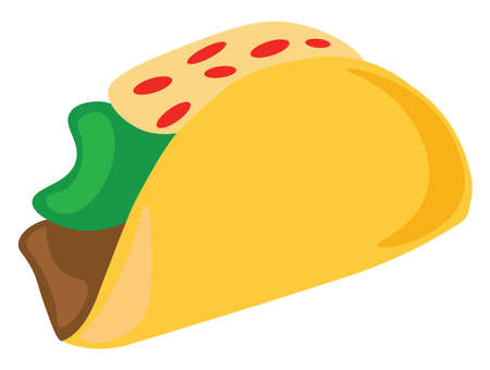 Tacos, illustration, vector on white background.のイラスト素材