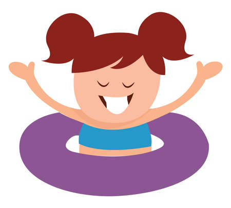 Swimming girl, illustration, vector on white background.のイラスト素材