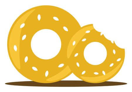 Bagel, illustration, vector on white background.のイラスト素材