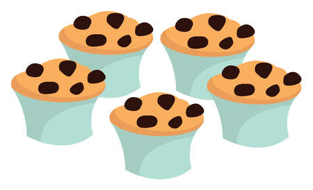 Cupcakes, illustration, vector on white background.のイラスト素材