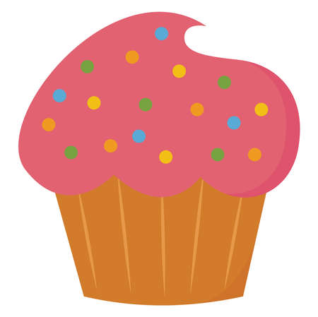 Cupcake, illustration, vector on white background.