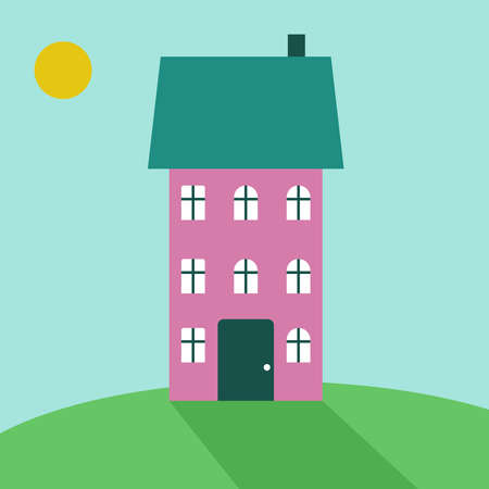 Pink building, illustration, vector on white background.のイラスト素材