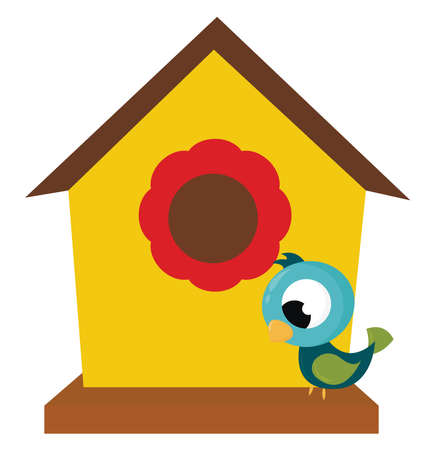 Bird house, illustration, vector on white background.のイラスト素材