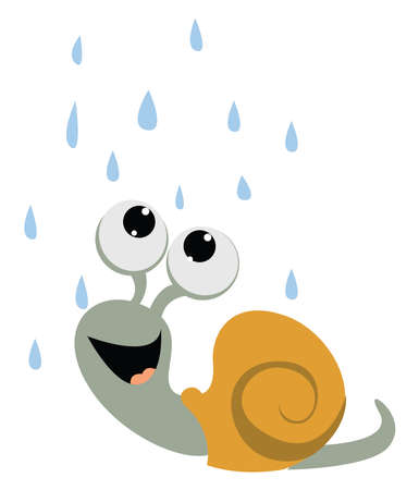 Snail on rain, illustration, vector on white background.のイラスト素材