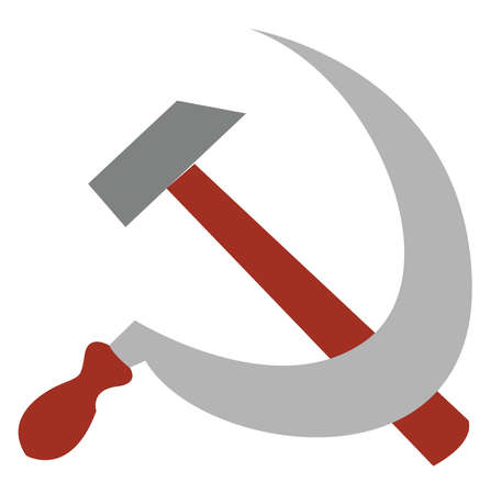 Hammer and sickle, illustration, vector on white background.のイラスト素材