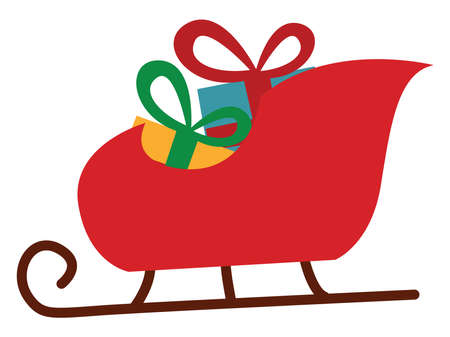 Santa sleigh, illustration, vector on white background.のイラスト素材