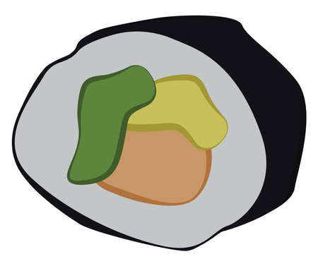 Sushi food, illustration, vector on white background.のイラスト素材