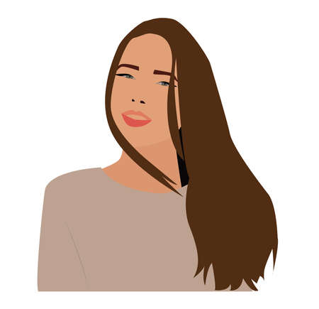 Girl smiling, illustration, vector on white background.のイラスト素材