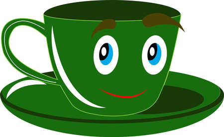 Green cup, illustration, vector on white background.のイラスト素材
