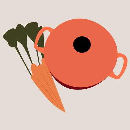 Carrots and pan, illustration, vector on white background.のイラスト素材