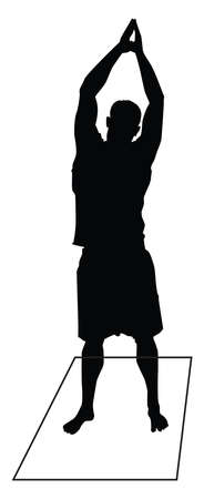 Silhouette of a man doing yoga, illustration, vector on white background.のイラスト素材