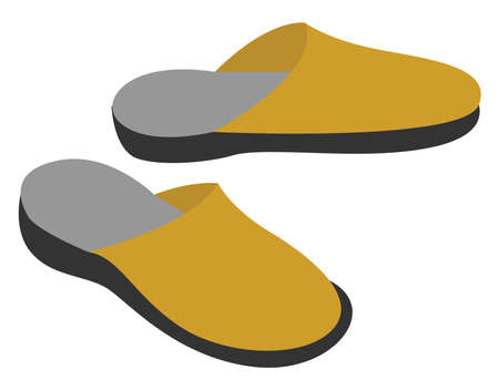Yellow slippers, illustration, vector on white background.のイラスト素材