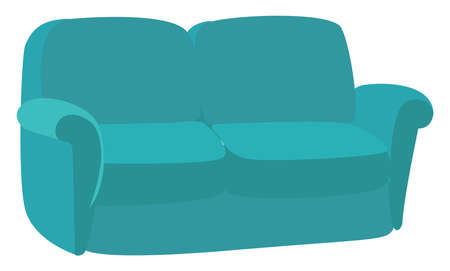 Blue sofa, illustration, vector on white background.のイラスト素材