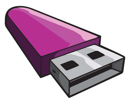 A pendrive in dark violet, illustration, vector on white background.のイラスト素材