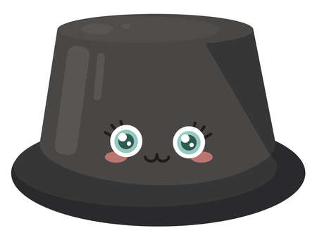 Black cute hat, illustration, vector on white background.のイラスト素材